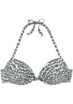 Bikinis|LASCANA Push-Up-Bikini-Top oliv-bedruckt