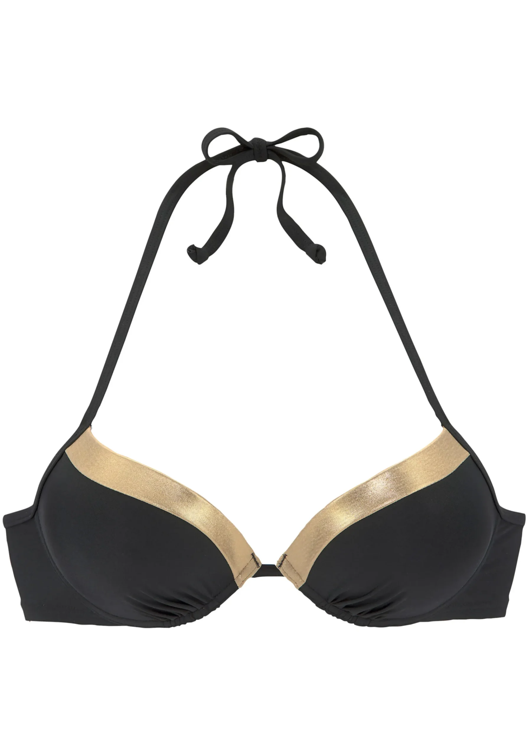 Bikinis|LASCANA Push-Up-Bikini-Top schwarz-goldfarben