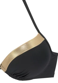 Bikinis|LASCANA Push-Up-Bikini-Top schwarz-goldfarben