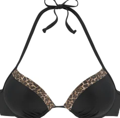 Bikinis|LASCANA Push-Up-Bikini-Top schwarz-leo