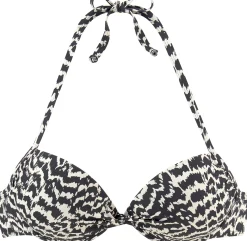 Bikinis|LASCANA Push-Up-Bikini-Top schwarz-creme