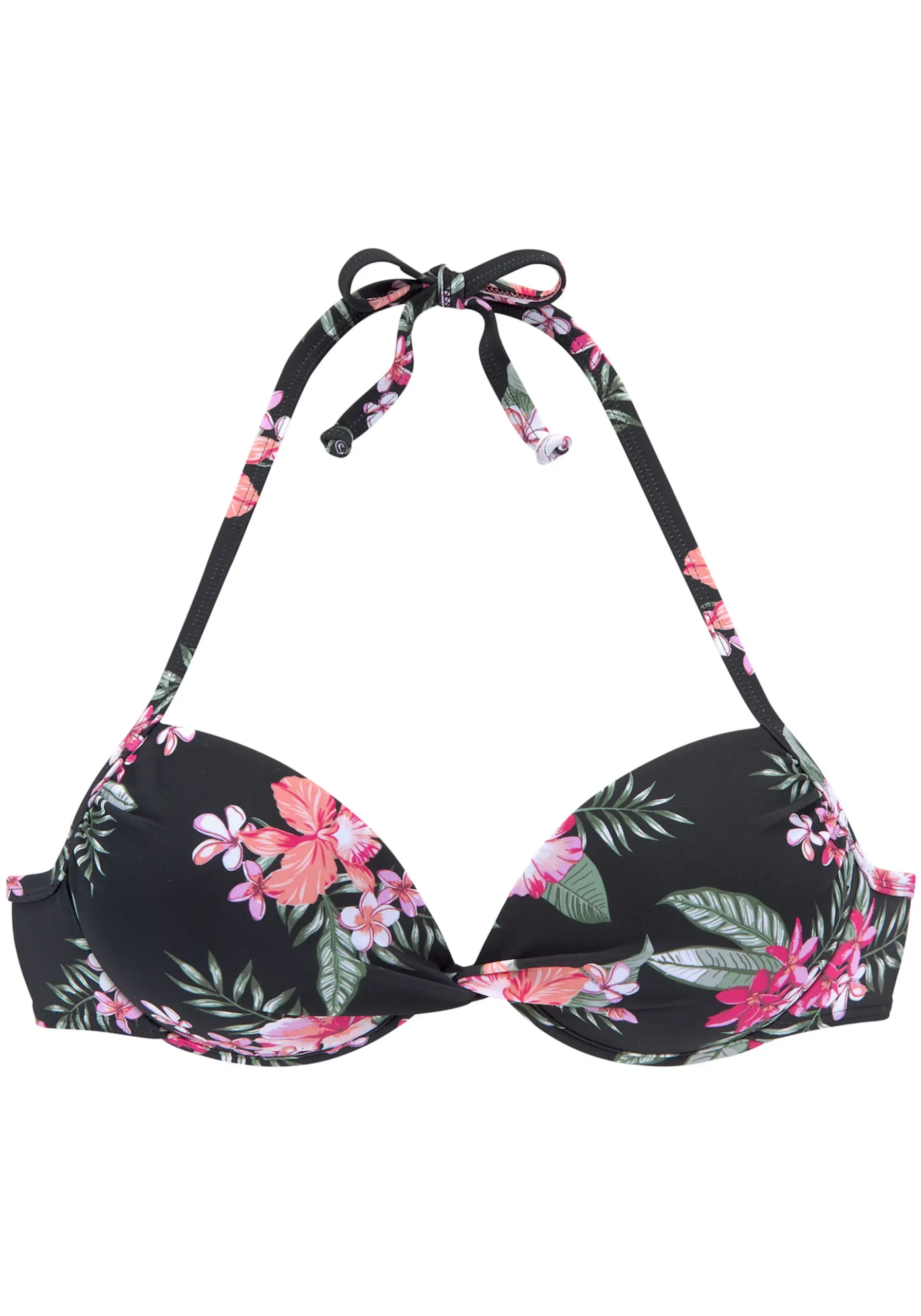 Bikinis|LASCANA Push-Up-Bikini-Top schwarz-bedruckt