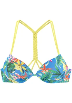 Bikinis|Venice Beach Push-Up-Bikini-Top blau-bedruckt