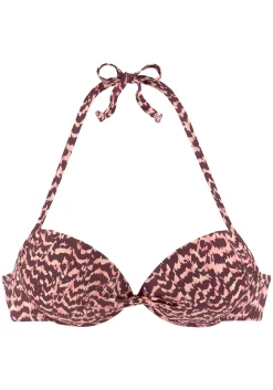 Bikinis|LASCANA Push-Up-Bikini-Top bordeauxbedruckt