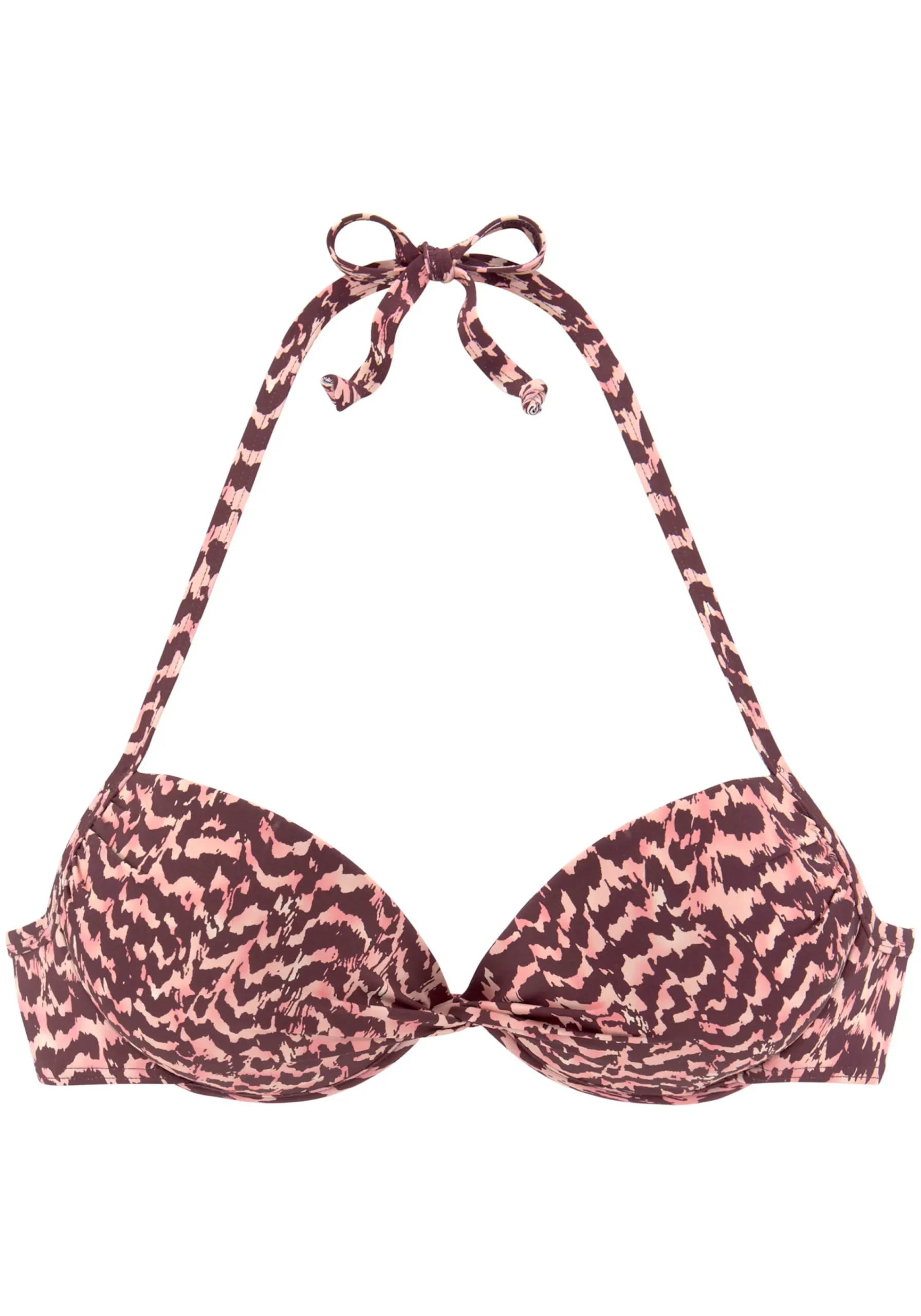 Bikinis|LASCANA Push-Up-Bikini-Top bordeauxbedruckt