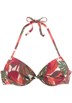Bikinis|LASCANA Push-Up-Bikini-Top rotbedruckt