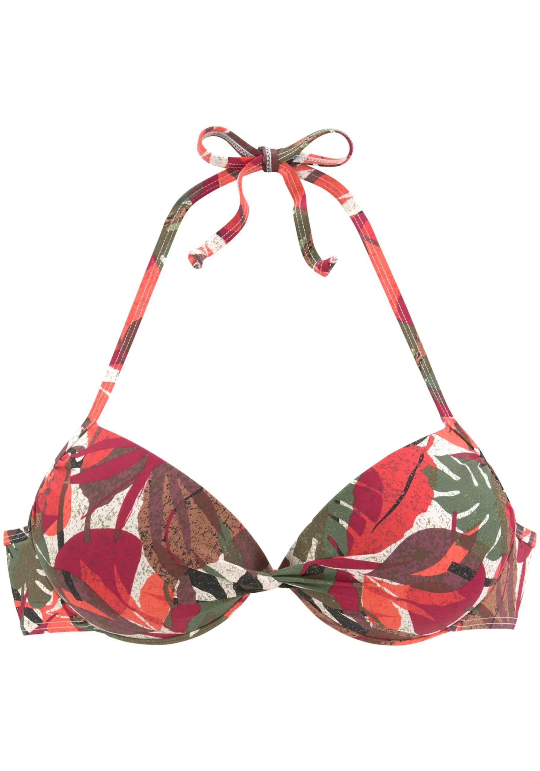 Bikinis|LASCANA Push-Up-Bikini-Top rotbedruckt
