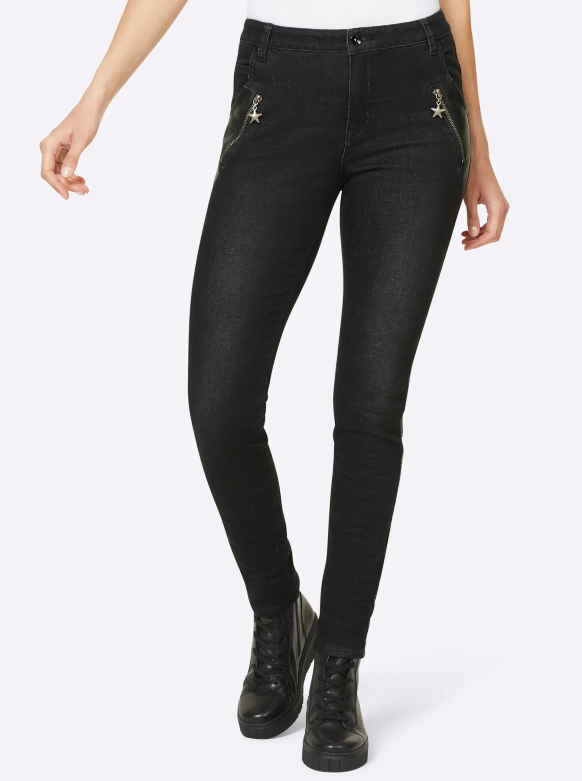 Jeans|heine Push-up-Jeans in Crinkle-Optik blackdenim