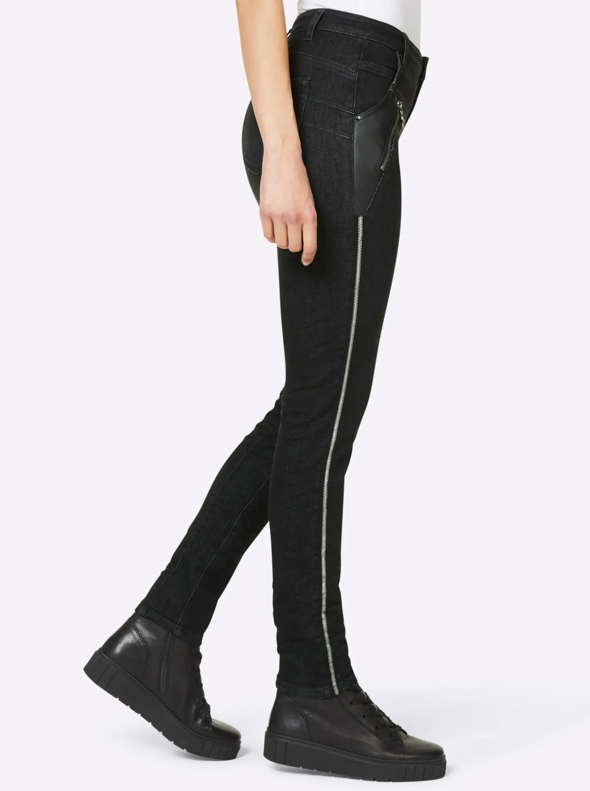 Jeans|heine Push-up-Jeans in Crinkle-Optik blackdenim