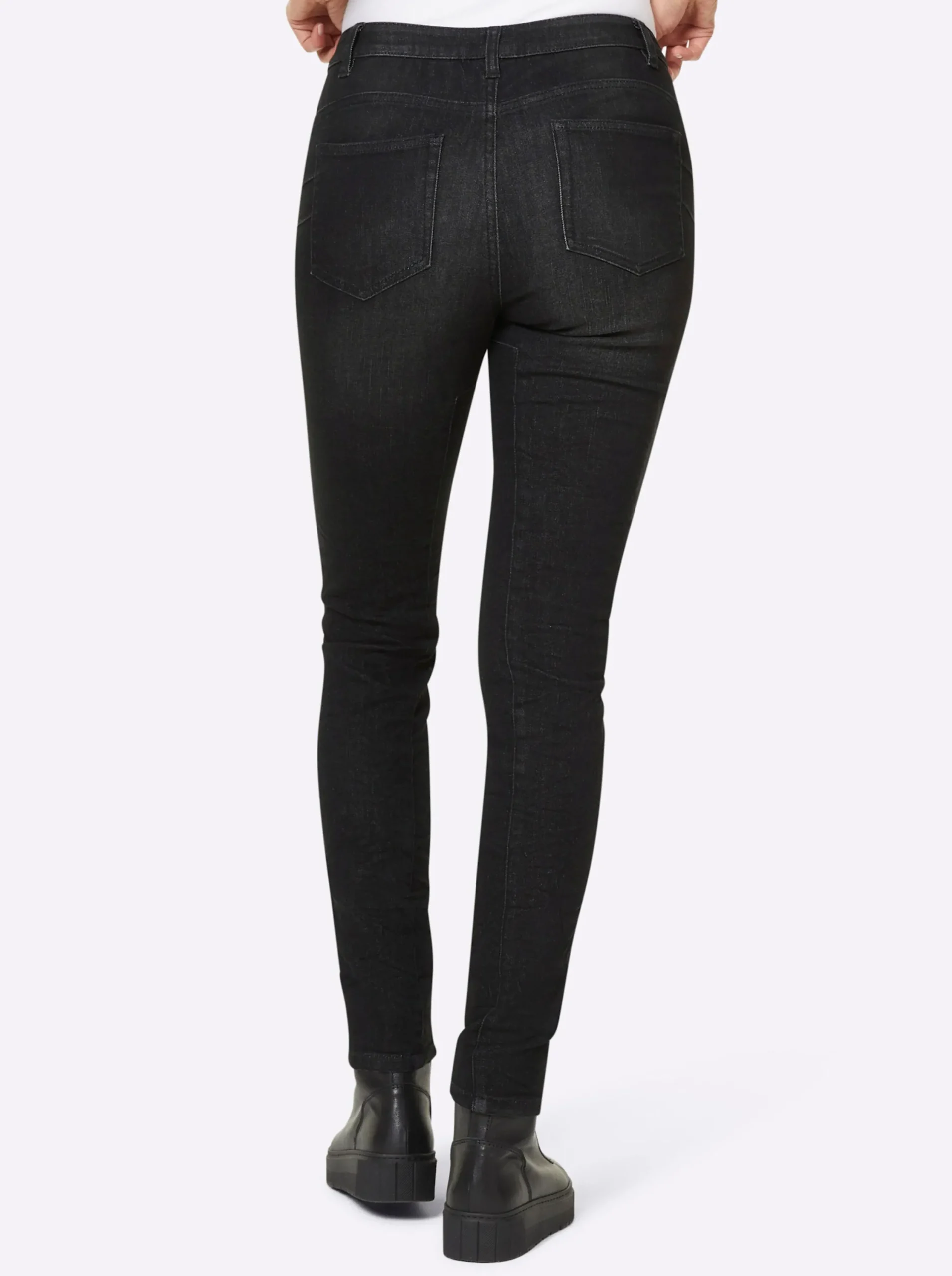 Jeans|heine Push-up-Jeans in Crinkle-Optik blackdenim