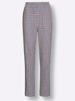 Nachtwäsche|wäschepur Pyjama graphit-magenta-kariert