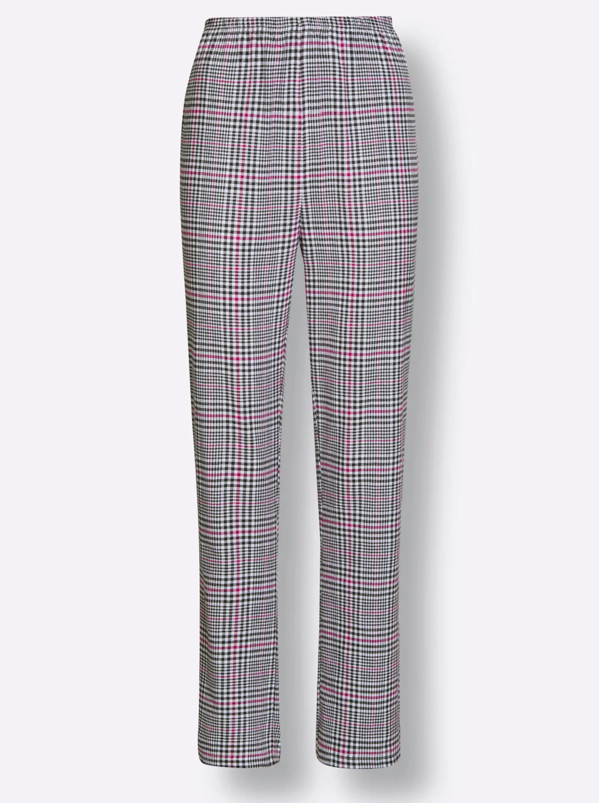 Nachtwäsche|wäschepur Pyjama graphit-magenta-kariert