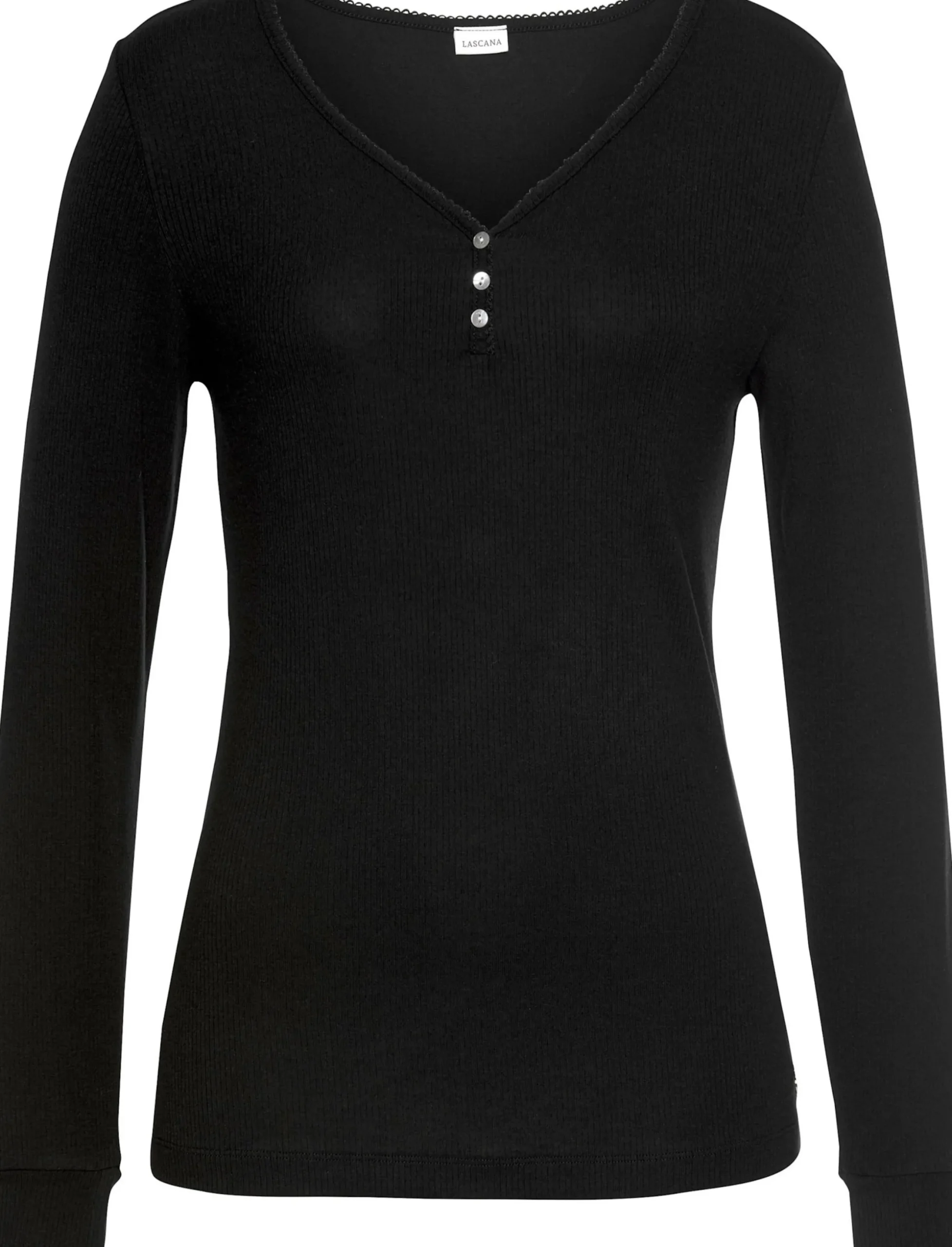 Nachtwäsche|LASCANA Pyjama bordeaux-schwarz-gestreift