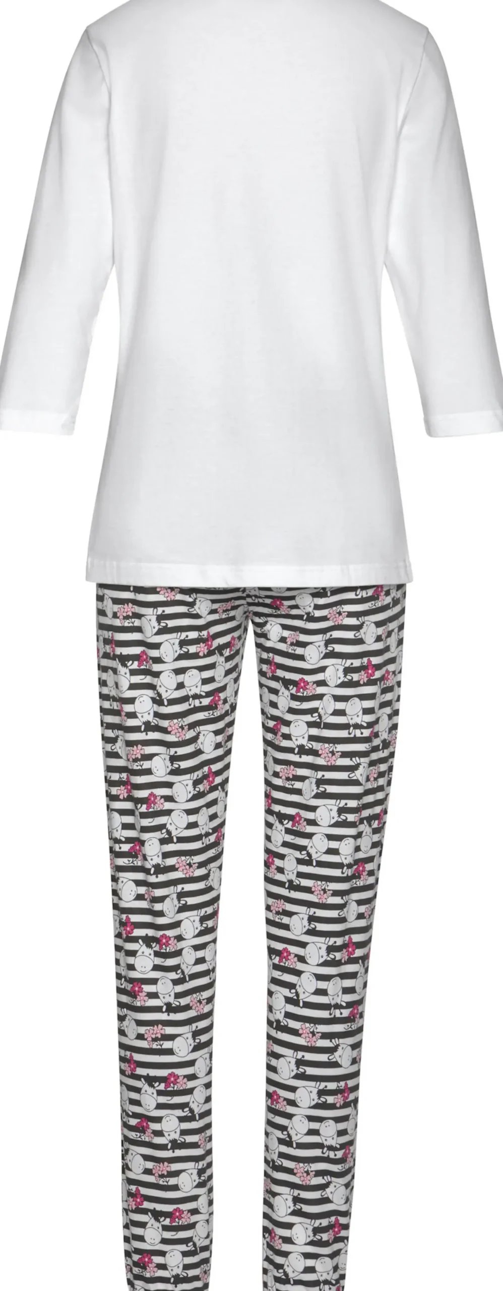 Nachtwäsche|Vivance Dreams Pyjama schwarz-weiß,schwarz-pink