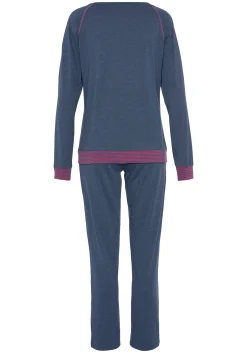 Nachtwäsche|Vivance Dreams Pyjama jeansblau-meliert