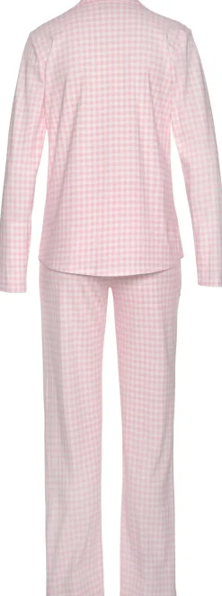 Nachtwäsche|Vivance Dreams Pyjama rosa-weiß