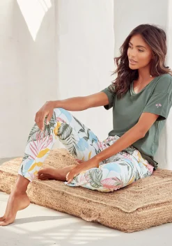 Nachtwäsche|Vivance Dreams Pyjama khaki-gemustert