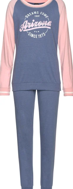 Nachtwäsche|Arizona Pyjama blau-meliert