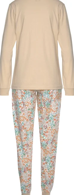 Nachtwäsche|Vivance Dreams Pyjama sand-geblümt,dunkelgrau-geblümt