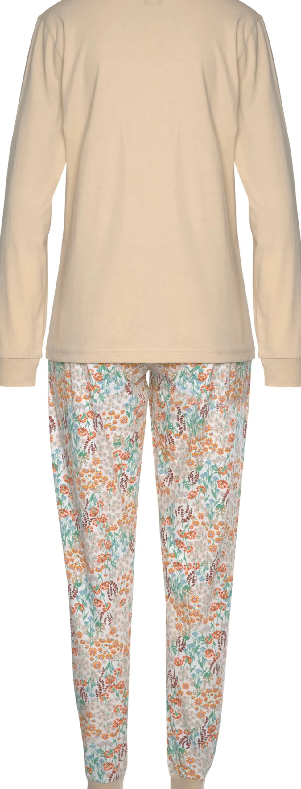 Nachtwäsche|Vivance Dreams Pyjama sand-geblümt,dunkelgrau-geblümt