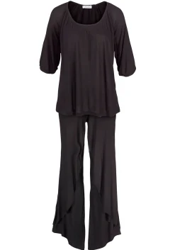 Nachtwäsche|LASCANA Pyjama schwarz