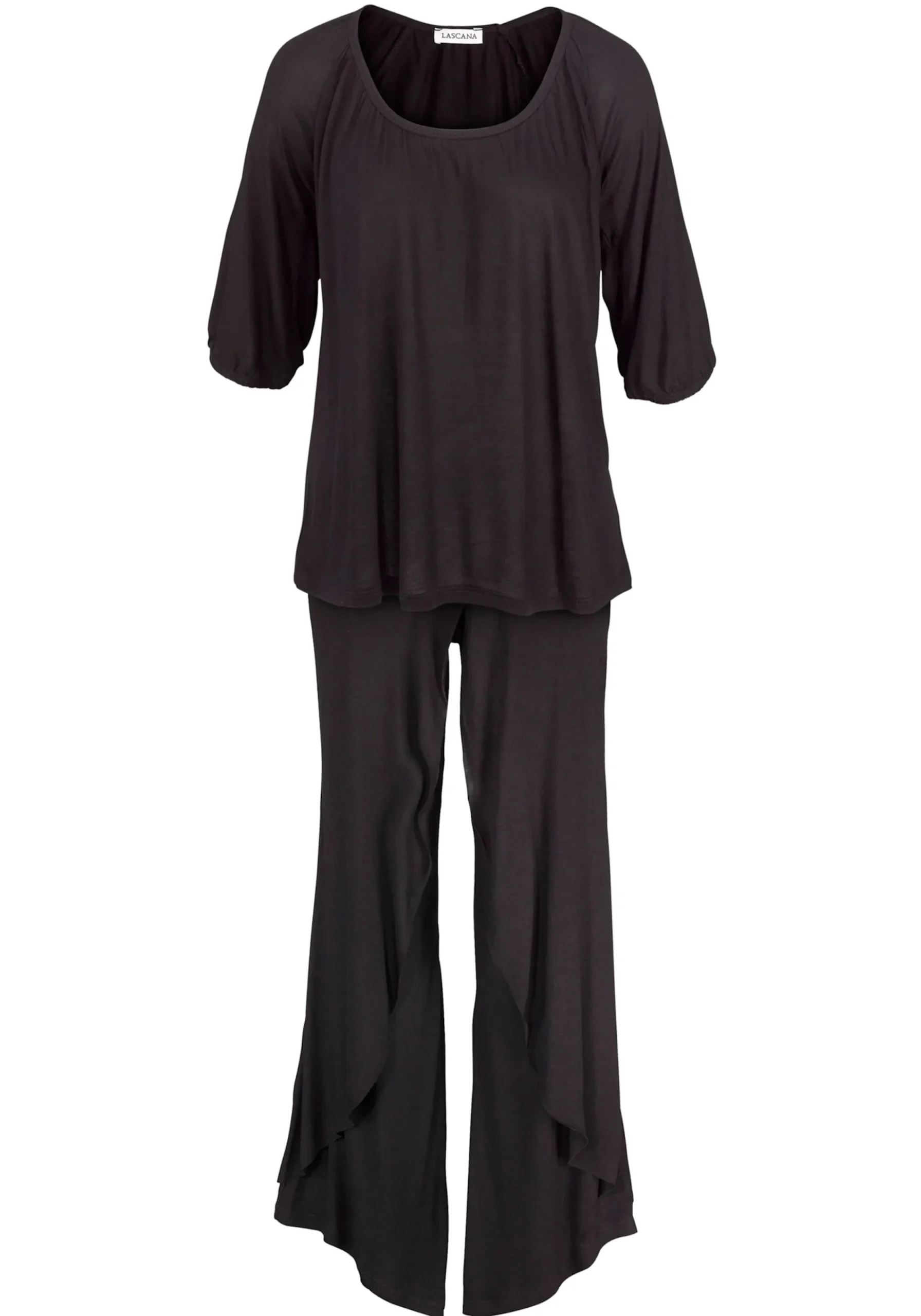 Nachtwäsche|LASCANA Pyjama schwarz