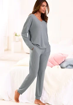 Nachtwäsche|Vivance Dreams Pyjamahose taubengrau