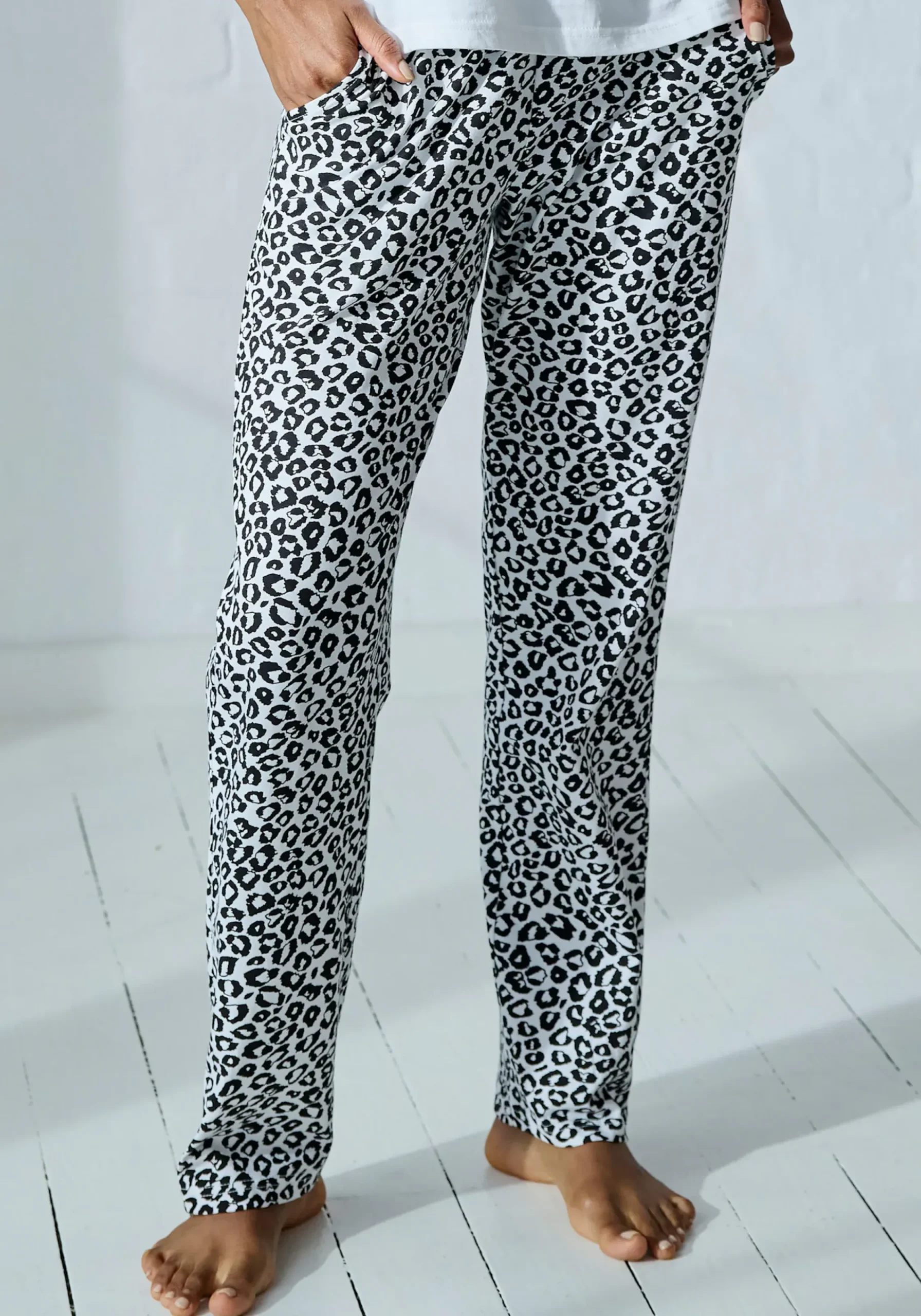 Nachtwäsche|Vivance Dreams Pyjamahose schwarz-weißgemustert