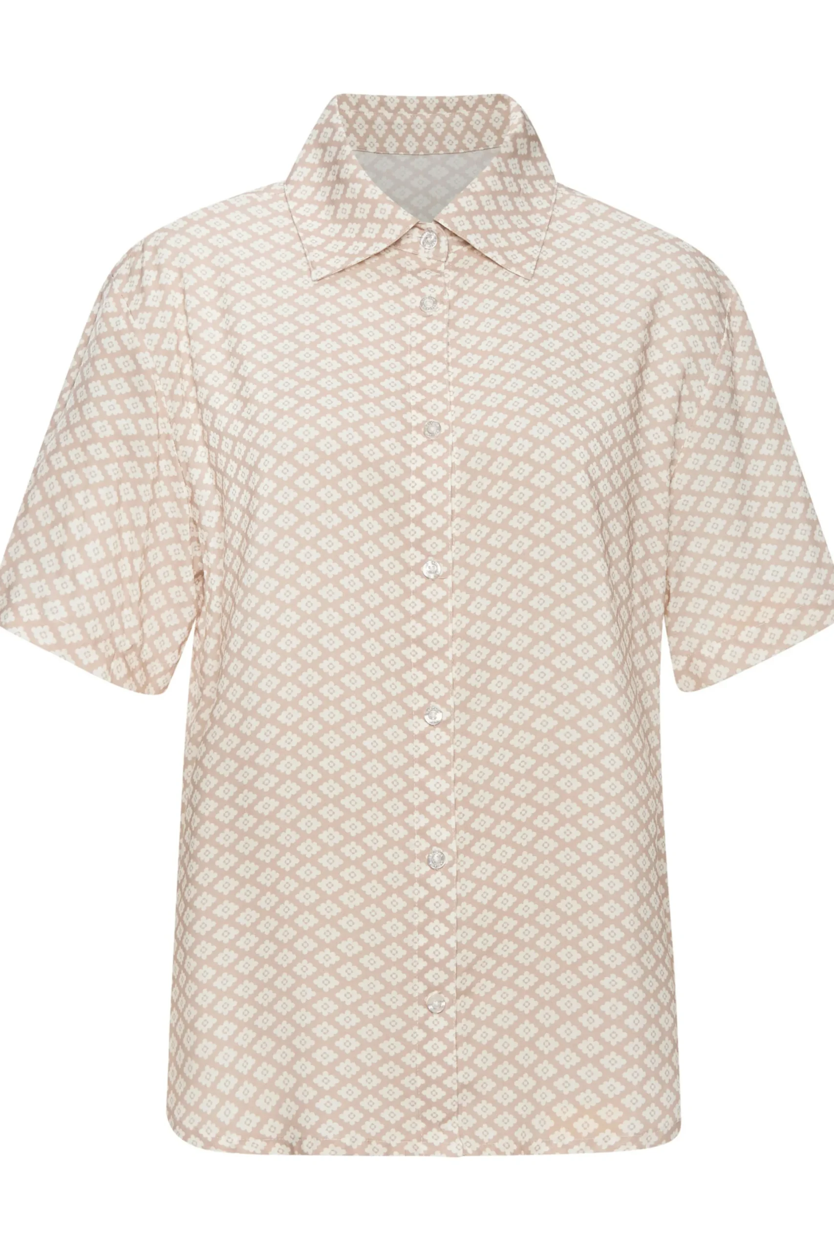 Nachtwäsche|LASCANA Pyjamaoberteil beige-weißgemustert