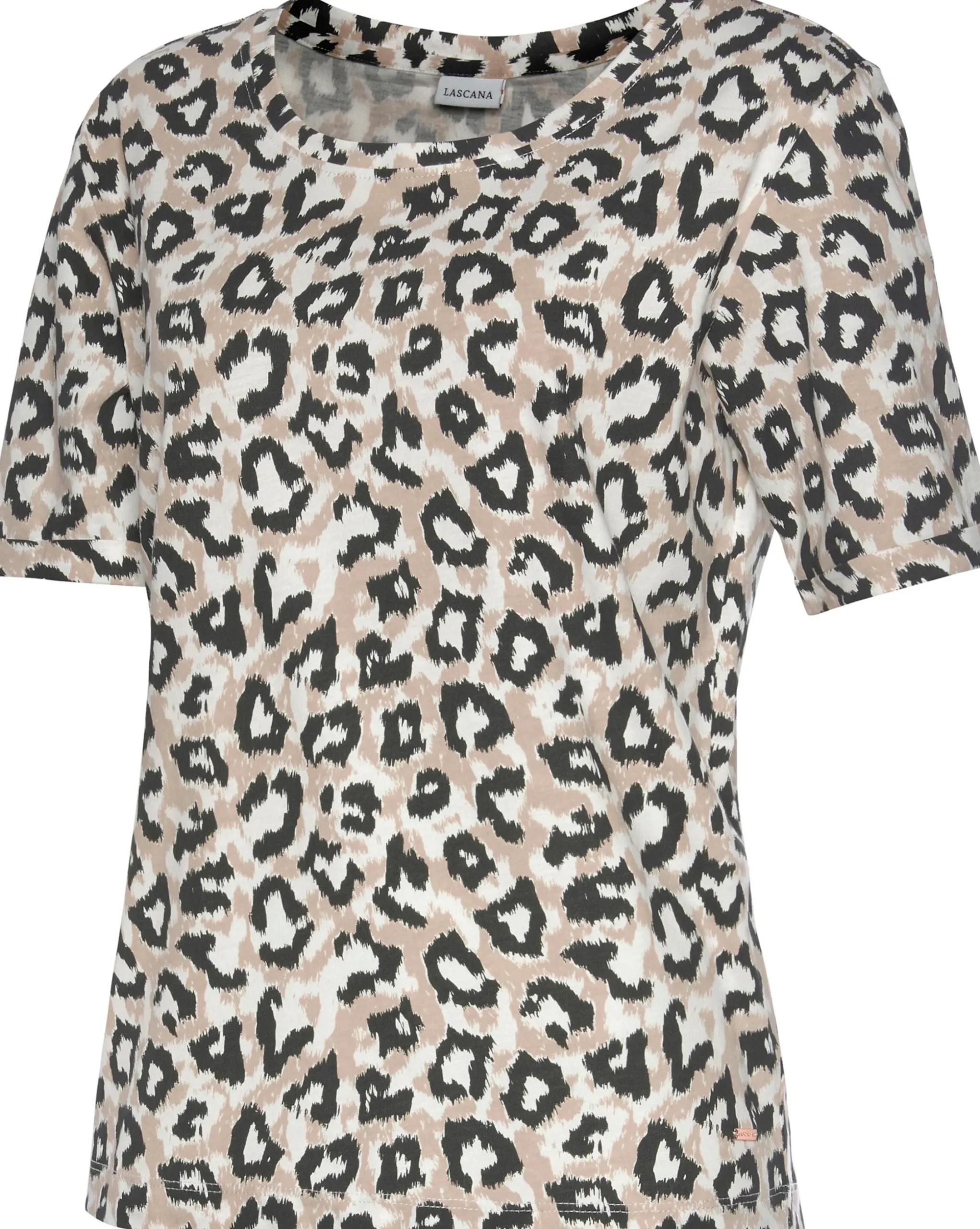 Homewear|Nachtwäsche|LASCANA Pyjamaoberteil ecru-nougat-schwarz