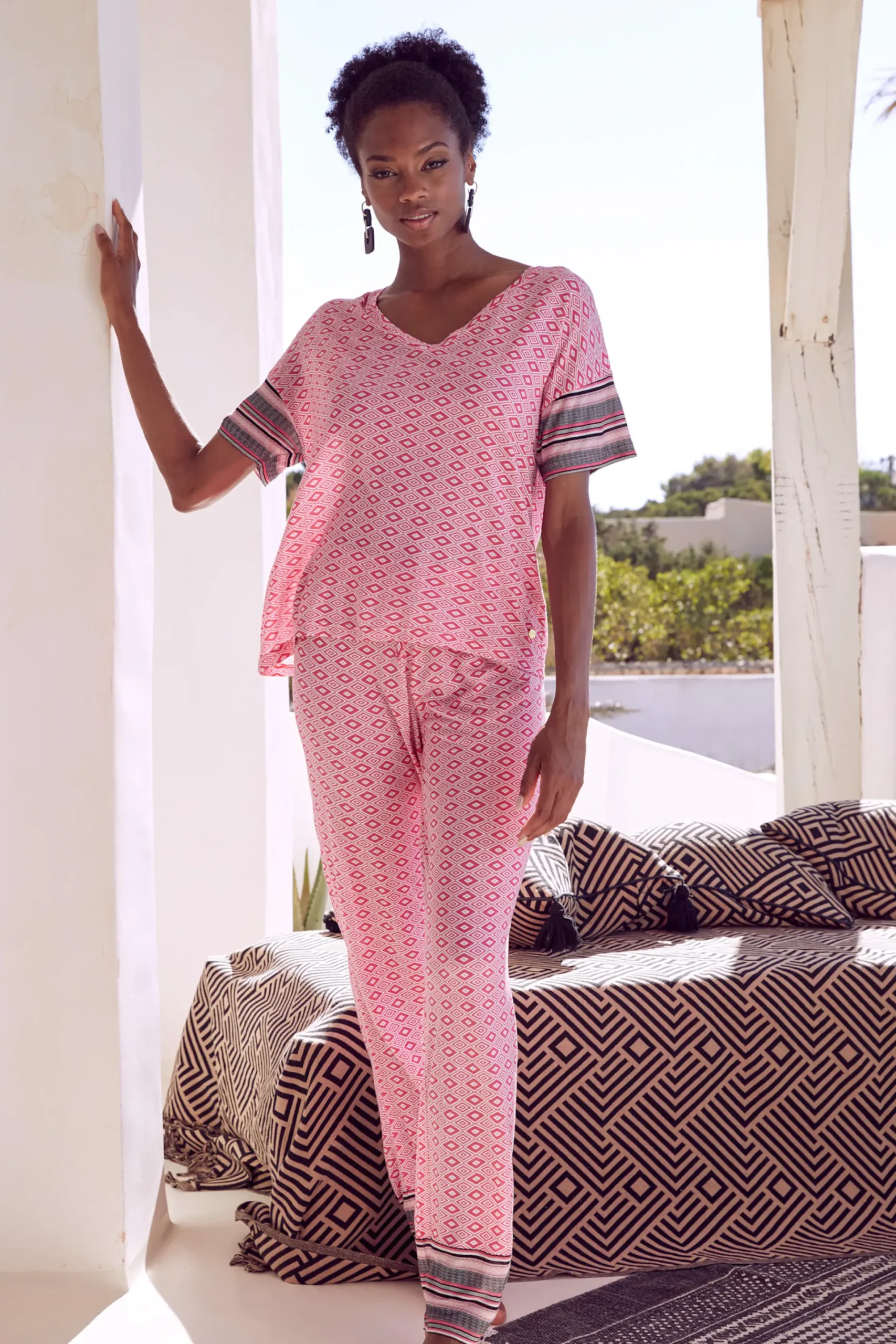 Shirts|Vivance Dreams Pyjamaoberteil pinkgemustert
