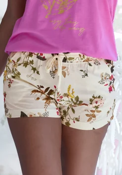 Nachtwäsche|LASCANA Pyjamashorts ecrugeblümt