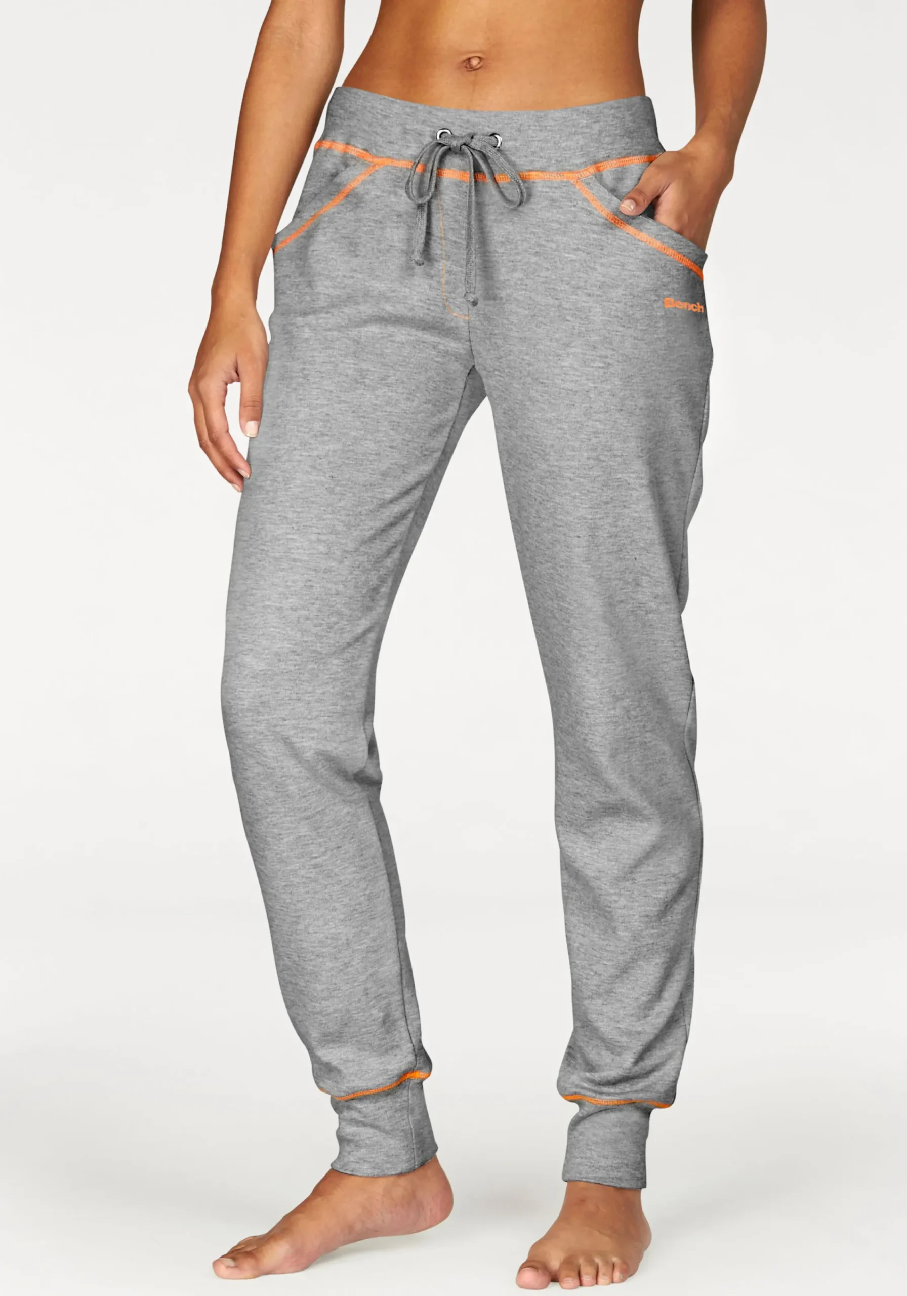 Homewear|Homewear| Relaxhose hellgrau-orange