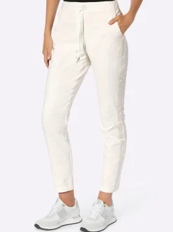 Hosen|heine Röhrenhose mit Crinkle-Effekt ecru