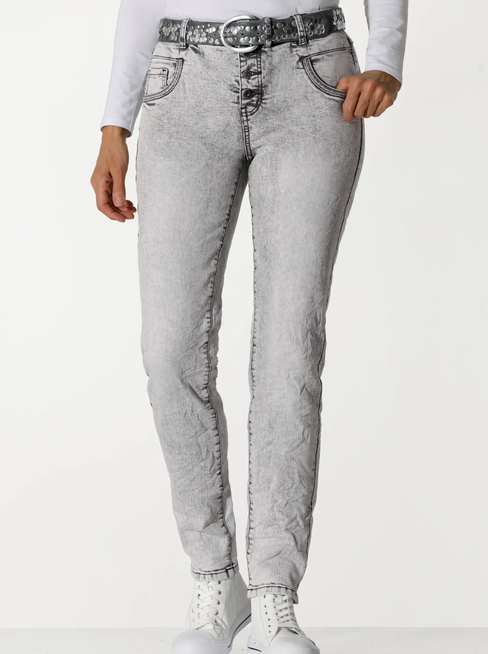 Jeans|heine Röhrenjeans mit Crinkle-Effekt lightgrey-denim