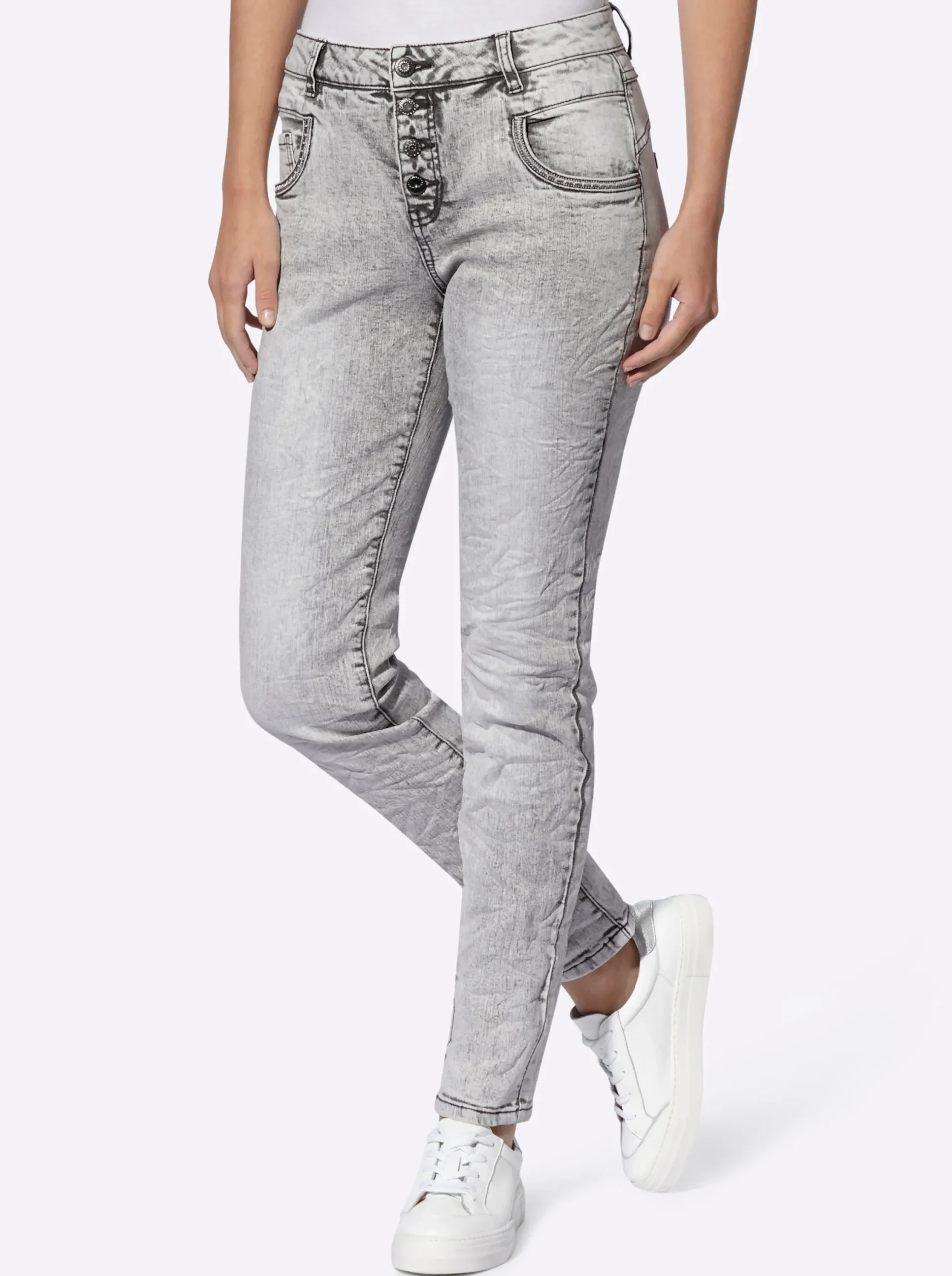 Jeans|heine Röhrenjeans mit Crinkle-Effekt lightgrey-denim