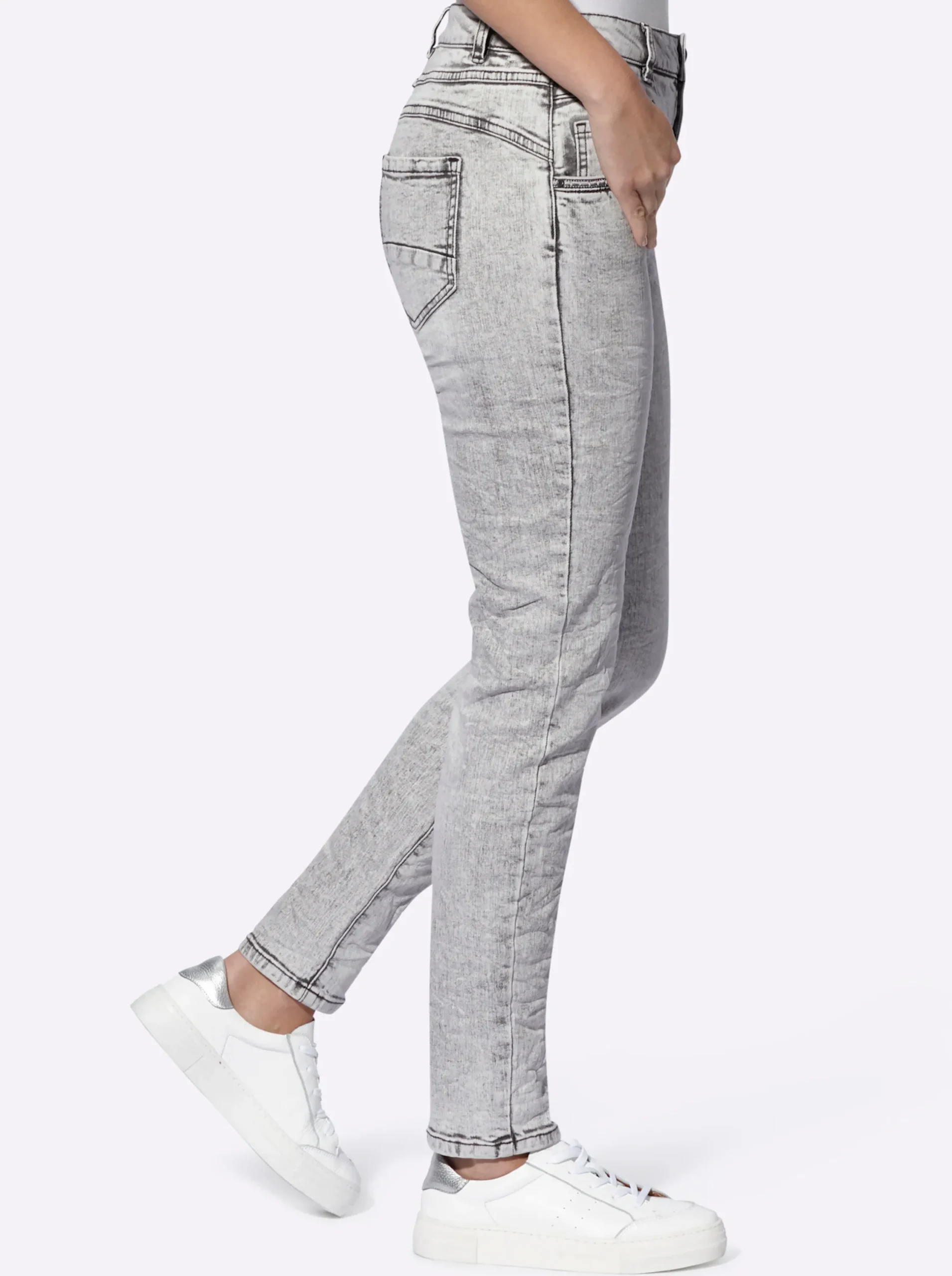 Jeans|heine Röhrenjeans mit Crinkle-Effekt lightgrey-denim