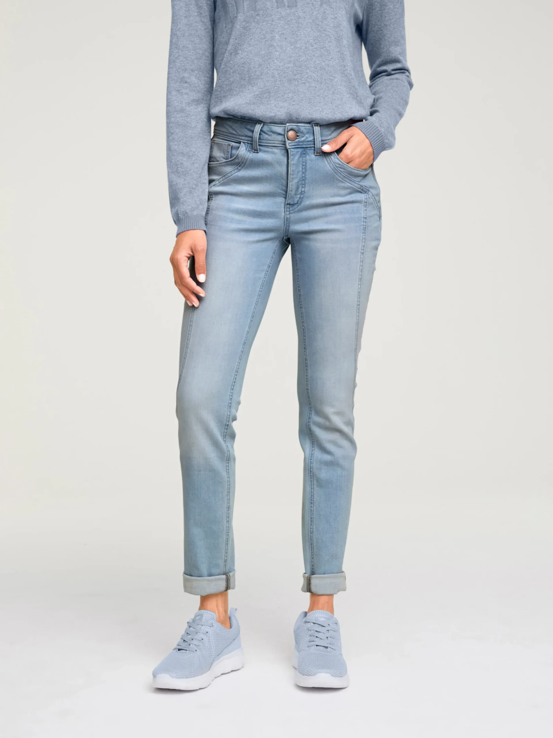 Jeans|heine Röhrenjeans mit Power-Mesh-Einsatz bleached