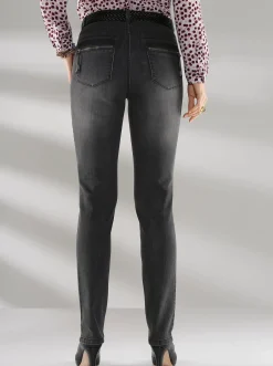 Jeans| Röhrenjeans mit Zipper an Gesäßtaschen anthrazit-denim