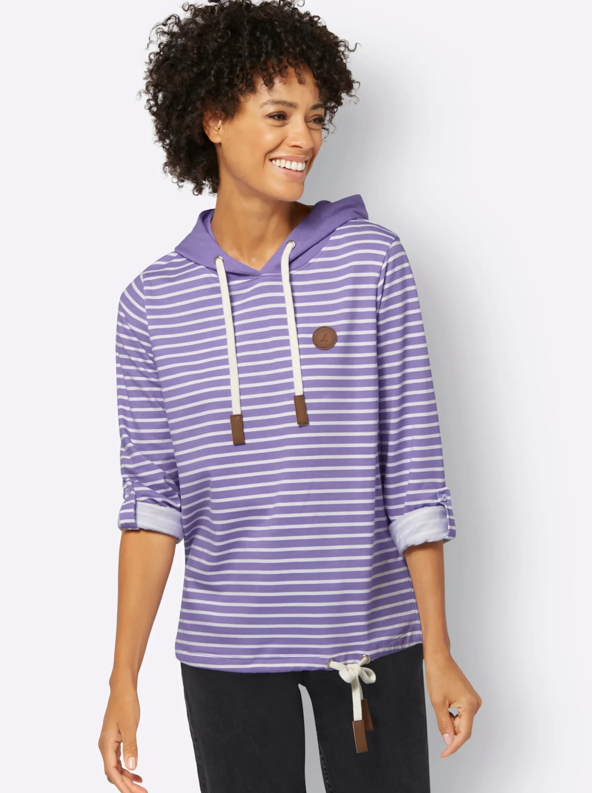 Pullover|Shirts| Ringelshirt lavendel-ecru-geringelt