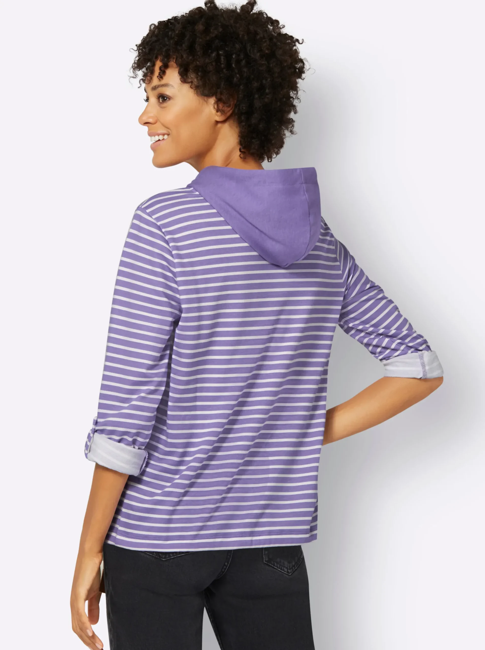 Pullover|Shirts| Ringelshirt lavendel-ecru-geringelt
