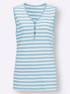 Shirts| Ringelshirt aqua-weiß-geringelt