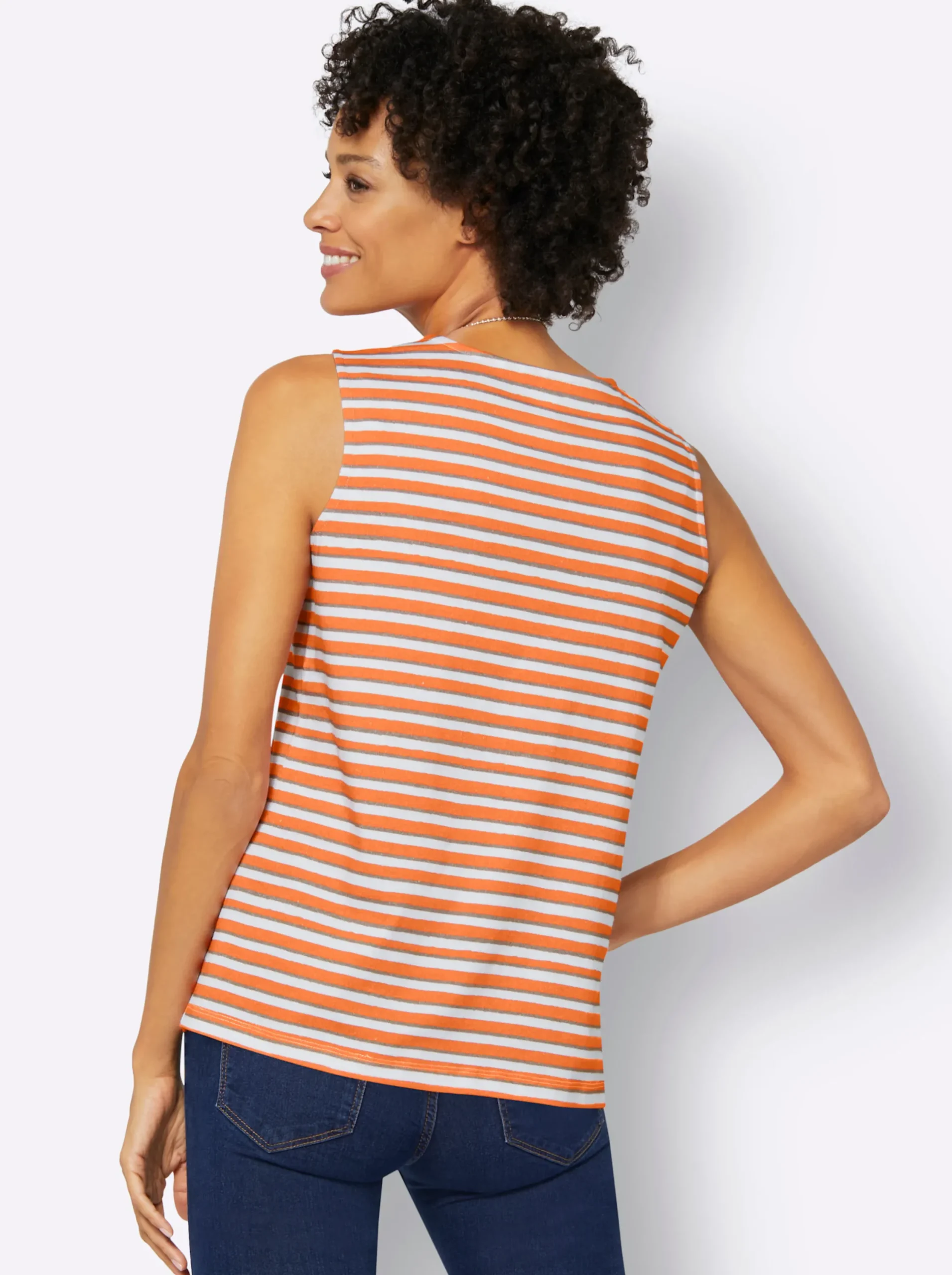 Shirts| Ringelshirt orange-weiß-geringelt