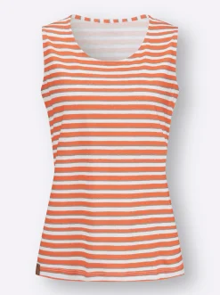 Shirts| Ringelshirt orange-weiß-geringelt