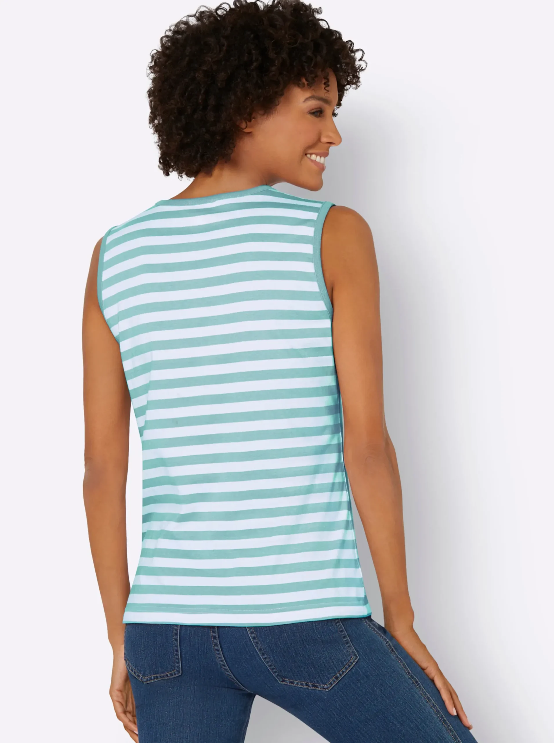 Shirts| Ringelshirt mint-weiß-geringelt
