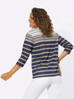 Shirts| Ringelshirt aus Baumwolle und Modal marine-camel-geringelt