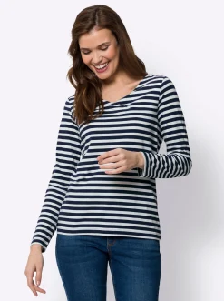 Shirts|heine Ringelshirt in Baumwoll-Modal-Mix marine-ecru-gestreift