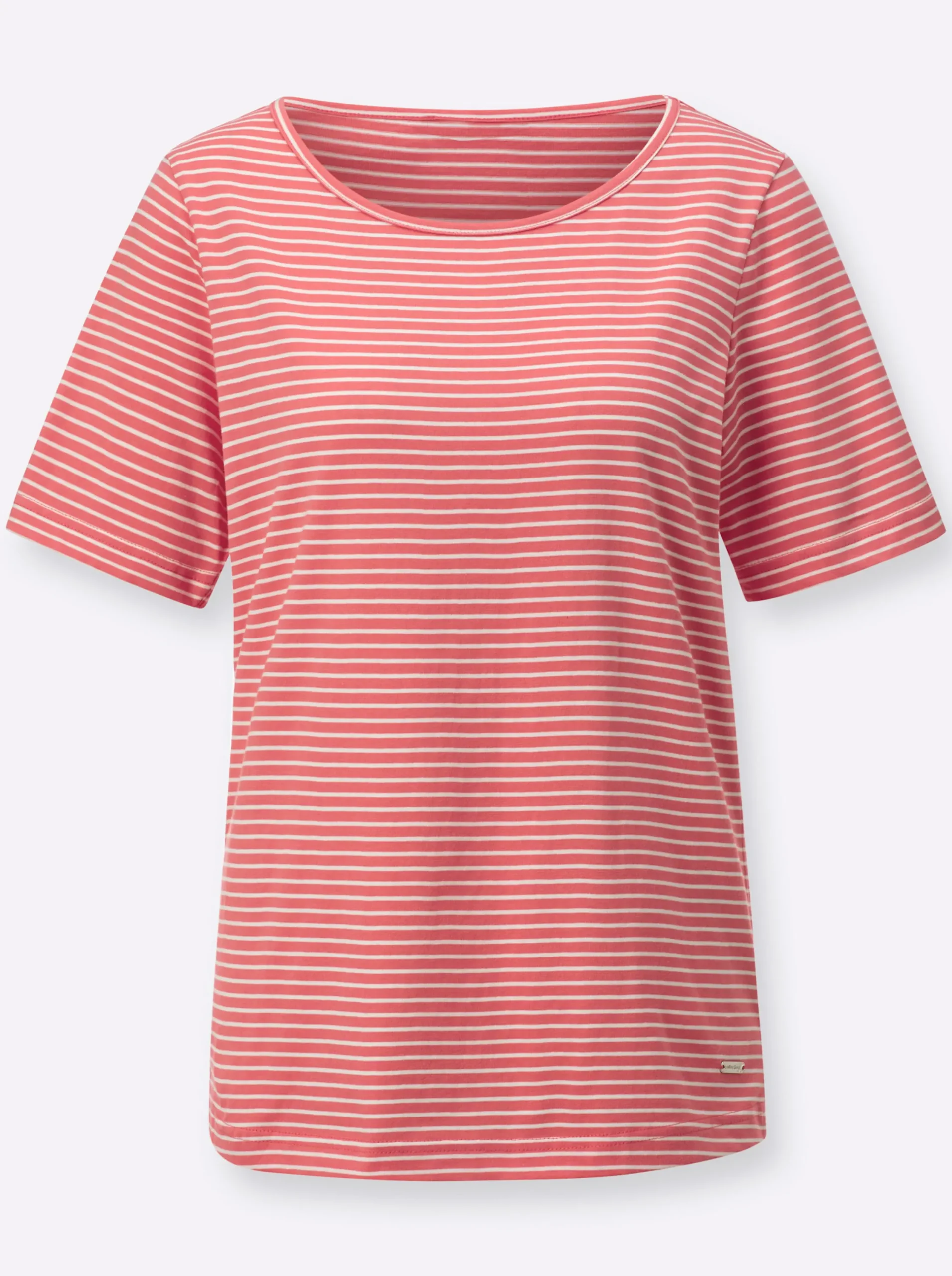 Shirts| Ringelshirt mit kurzen Ärmeln koralle-ecru-geringelt