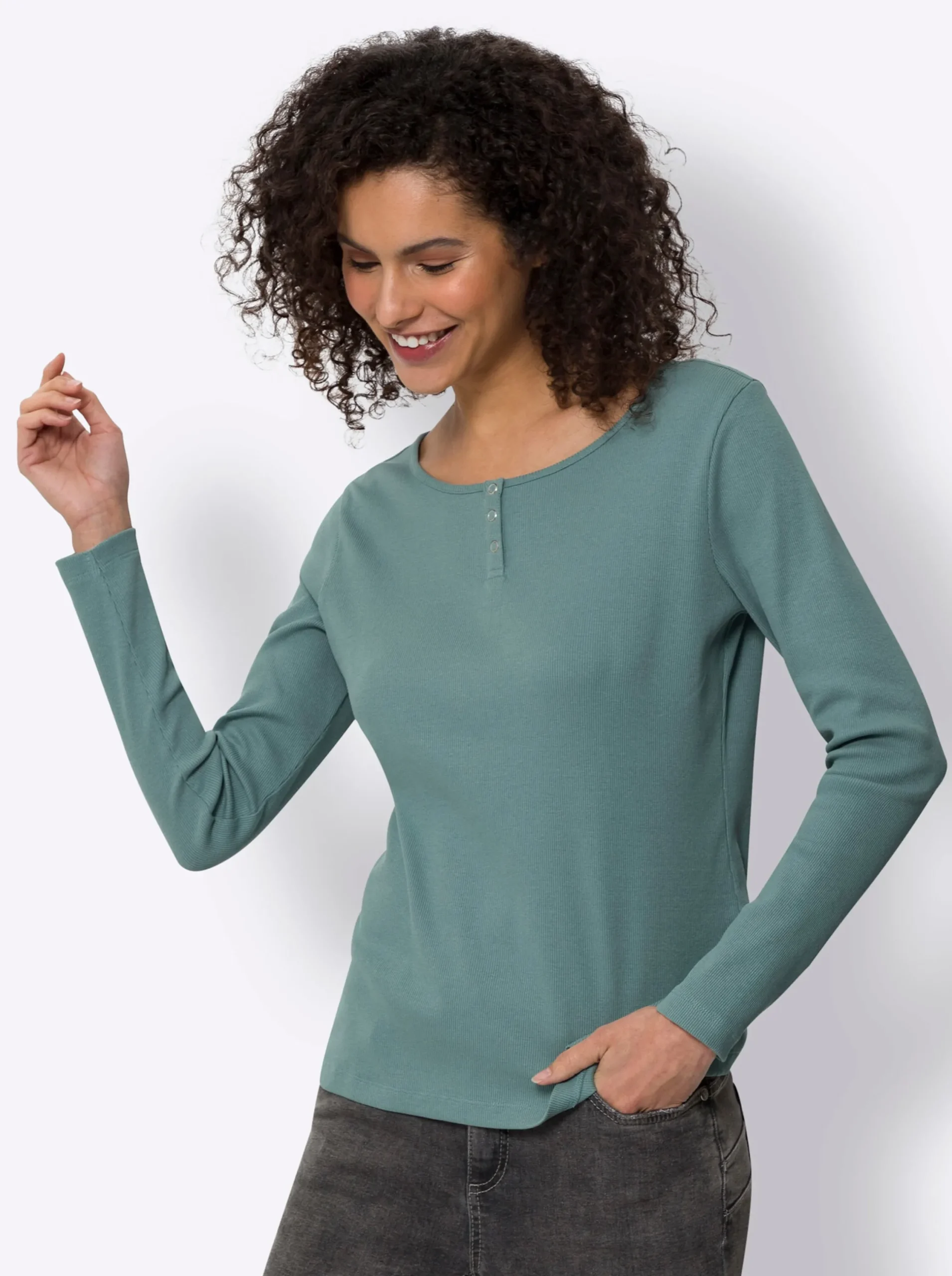 Shirts|heine Rippshirt in GOTS-zertifizierter Baumwoll-Qualität jade