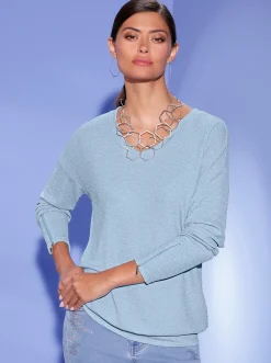Shirts| Rippshirt in Metallic-Optik hellblau-silberfarben
